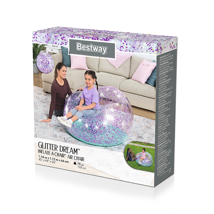 Bestway Sillon Gonflable Géant Paillettes 114x112x66 cm +6 Ans Intérieur et Jardin 75115 Bestway Sillon Gonflable Géant Paillettes 114x112x66 cm +6 Ans Intérieur et Jardin 75115