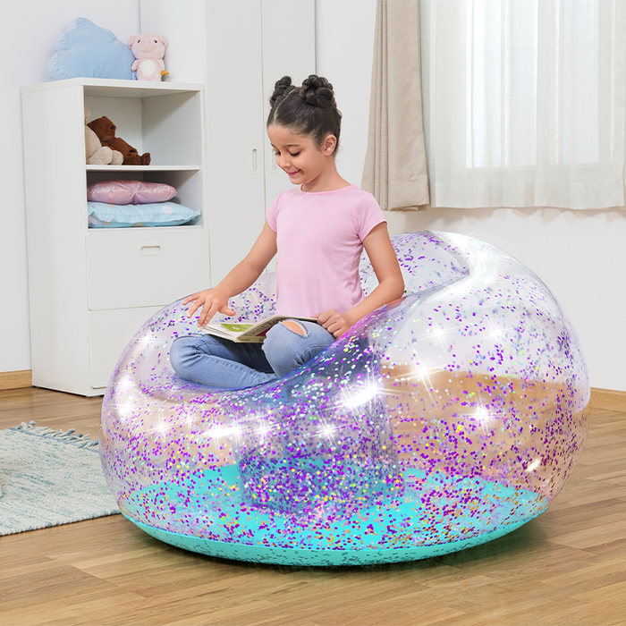 Bestway Sillon Gonflable Géant Paillettes 114x112x66 cm +6 Ans Intérieur et Jardin 75115 Bestway Sillon Gonflable Géant Paillettes 114x112x66 cm +6 Ans Intérieur et Jardin 75115