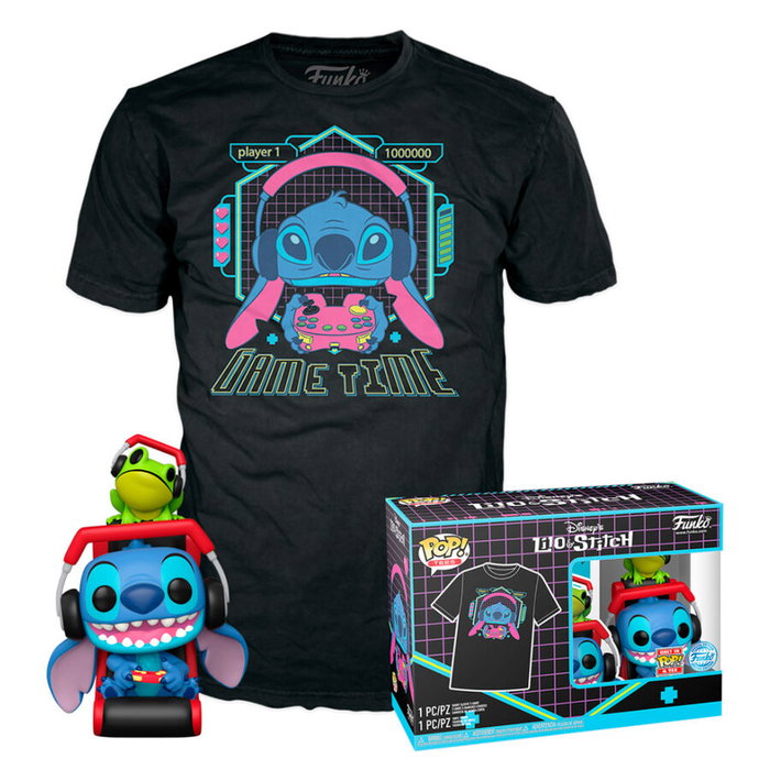 FUNKO Set figurine POP & Tee Disney Stitch Gamer Stitch with Frog FUNKO Set figurine POP & Tee Disney Stitch Gamer Stitch with Frog