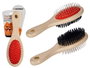 Mascow Brosse Double Pour Animaux Poils Durs et Souples, Manche en Bois 22x5x7 cm Marron Noir Rouge (Set de 24)