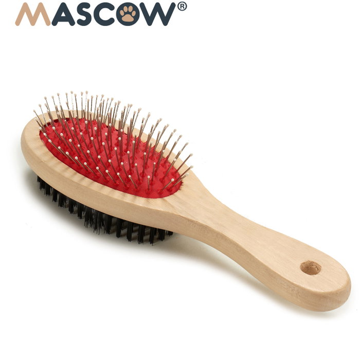 Mascow Brosse Double Pour Animaux Poils Durs et Souples, Manche en Bois 22x5x7 cm Marron Noir Rouge (Set de 24) Mascow Brosse Double Pour Animaux Poils Durs et Souples, Manche en Bois 22x5x7 cm Marron Noir Rouge (Set de 24)