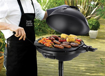 Russell Hobbs 22460-56 Grill électrique pour intérieur et extérieur George Foreman avec plaque antiadhésive grande et système d'évacuation des graisses