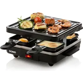DOMO Appareil à raclette et grill DO9147G pour 4 personnes, revêtement antiadhésif, 600W, raclette électrique