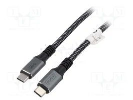 DIGITUS Câble USB 4.0 USB C vers USB C, 3m, Noir/Gris