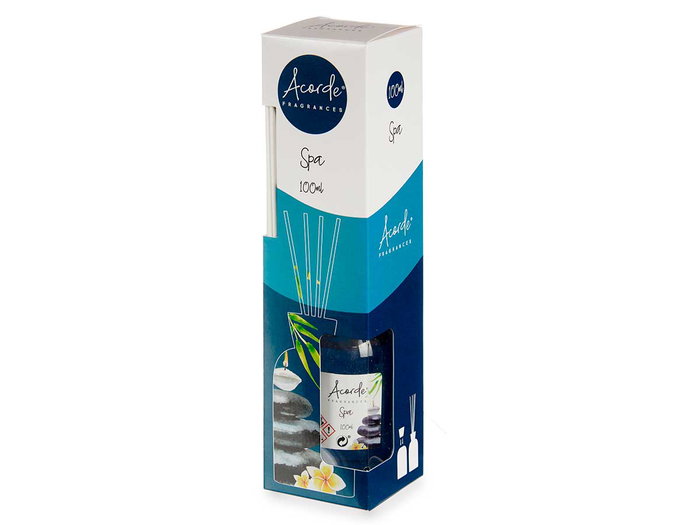 Acorde Mikado 100 ml avec tige diffuseur bleu verre bois 5,5 x 21,3 x 5,5 cm (Set de 12)