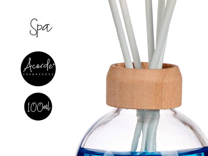 Acorde Mikado 100 ml avec tige diffuseur bleu verre bois 5,5 x 21,3 x 5,5 cm (Set de 12)