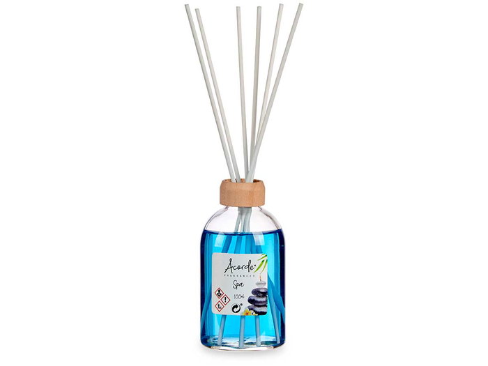 Acorde Mikado 100 ml avec tige diffuseur bleu verre bois 5,5 x 21,3 x 5,5 cm (Set de 12)