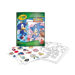 Crayola - Album de Coloriage avec Stickers Sonic 04-0898 - Album à Pages à Colorier et Compléter avec 4 Feuilles d'Adhésifs - À Partir de 3 Ans