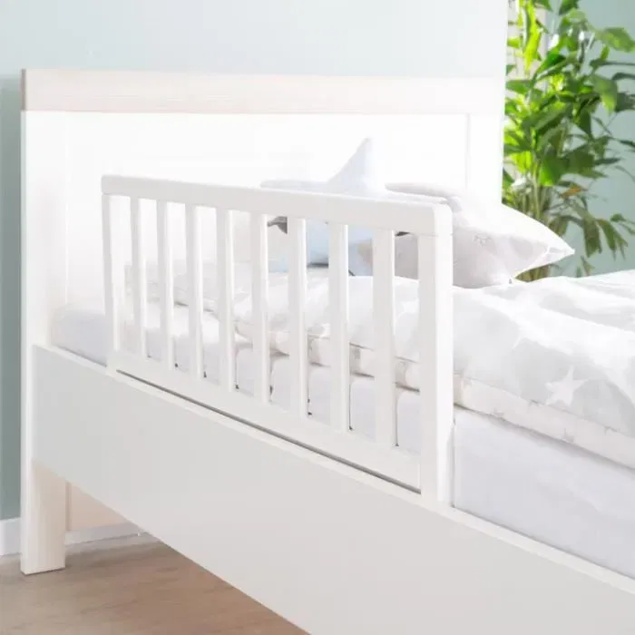 Roba Barrière de lit en bois 90 cm blanc - Protection anti-chute pour bébés et enfants de 18 mois à 5 ans - Système de fixation velcro - H 38 x L 87.5 x P 38 cm