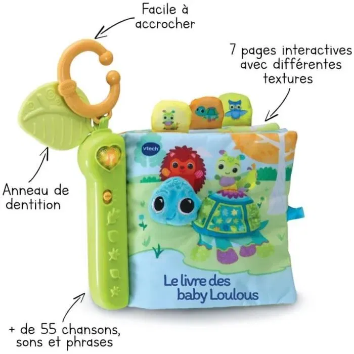 VTech Baby - Livre interactif parlant et musical Toudoux des Loulous - 7 pages sur la nature et les animaux pour l'éveil de bébé