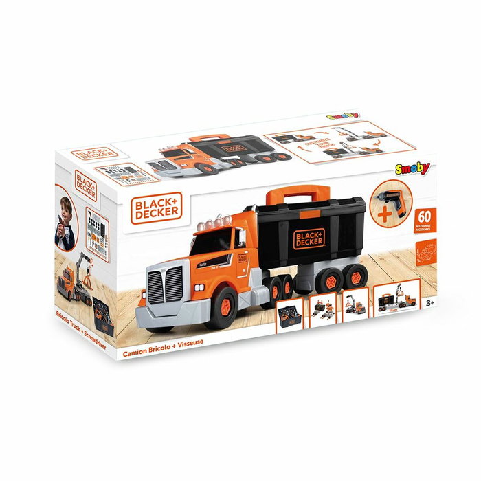 Smoby Camion Bricolo Black + Decker avec visseuse et 60 accessoires Smoby Camion Bricolo Black + Decker avec visseuse et 60 accessoires