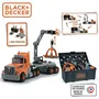 Smoby Camion Bricolo Black+Decker avec Visseuse Mécanique, 60 Accessoires, Rangement dans Remorque, Jeu de Construction pour Enfant dès 3 Ans