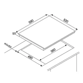 Oceanic Table de Cuisson Vitrocéramique Encastrable 4 Foyers avec Touches Sensitives - Noir - 59 cm