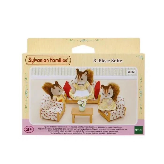 Sylvanian Families Ensemble Salon de Poupées : Canapé, 2 Fauteuils, Table Basse avec Accessoires pour Filles 4 ans et Plus