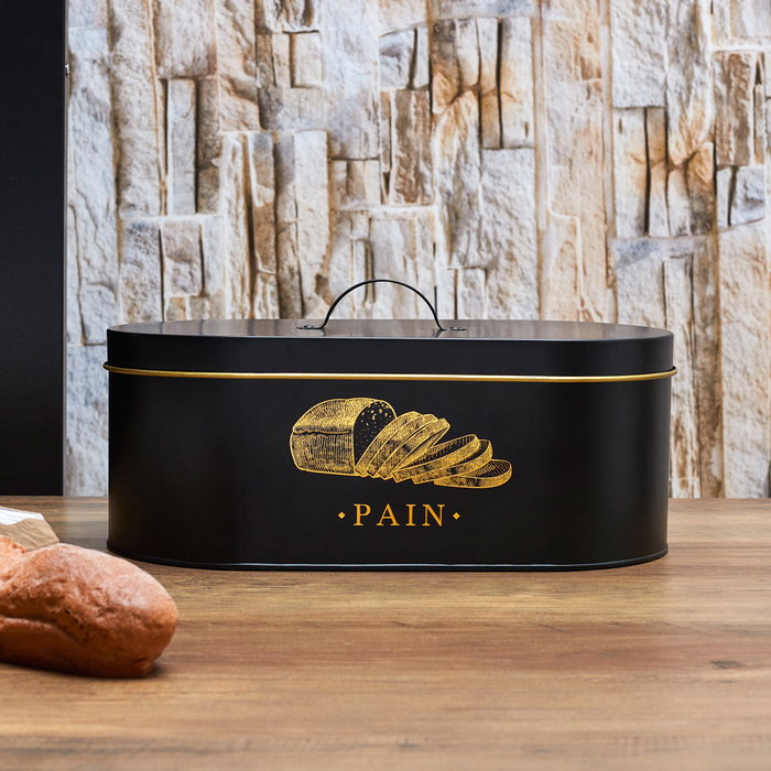 Cook Concept Boîte à pain en métal noir mat et doré
