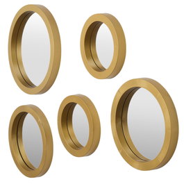 Home Deco Factory Ensemble de 5 Miroirs Dorés Ronds