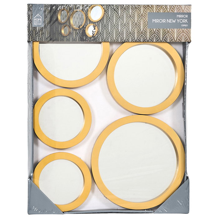 Home Deco Factory Ensemble de 5 Miroirs Dorés Ronds