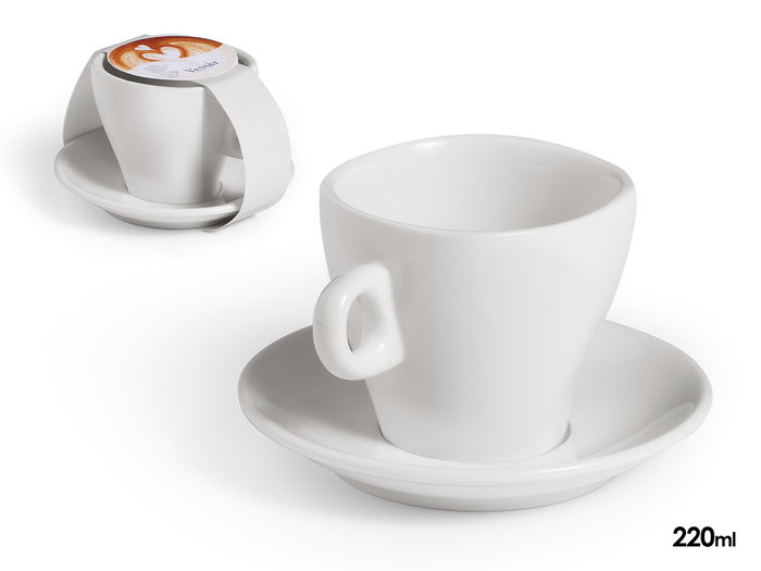 Vessia Tasse à Café à Boca Ancha avec Soucoupe en Porcelaine Blanche 220 ml 13.5x9.2x13.5 cm (Set de 24) Vessia Tasse à Café à Boca Ancha avec Soucoupe en Porcelaine Blanche 220 ml 13.5x9.2x13.5 cm (Set de 24)