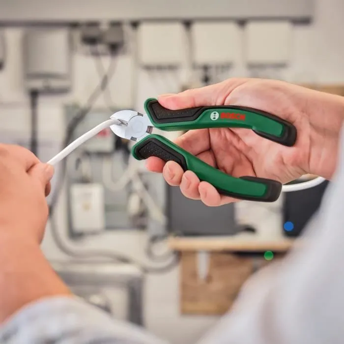 Bosch - Set de 3 pinces pour bricolage et jardinage : pince universelle, pince à bec long et pince coupante diagonale ergonomiques et endurantes