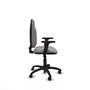 Chaise de bureau Algarra avec mécanisme Contact permanent de base, rembourrée en simili cuir gris. Équipée d'une base en polyamide noir, d'accoudoirs 2D et de roulettes autobloquantes