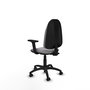 Chaise de bureau Algarra avec mécanisme Contact permanent de base, rembourrée en simili cuir gris. Équipée d'une base en polyamide noir, d'accoudoirs 2D et de roulettes autobloquantes