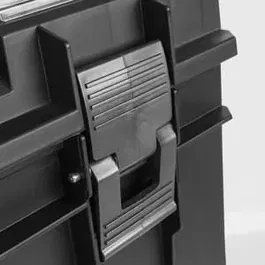 KS TOOLS 850.0383 Caisse à outils en PVC noir 65 x 27 x 27,2 cm avec poignée amovible et couvercle transparent pour rangement et transport d'outils