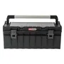 KS TOOLS 850.0383 Caisse à outils en PVC noir 65 x 27 x 27,2 cm avec poignée amovible et couvercle transparent pour rangement et transport d'outils