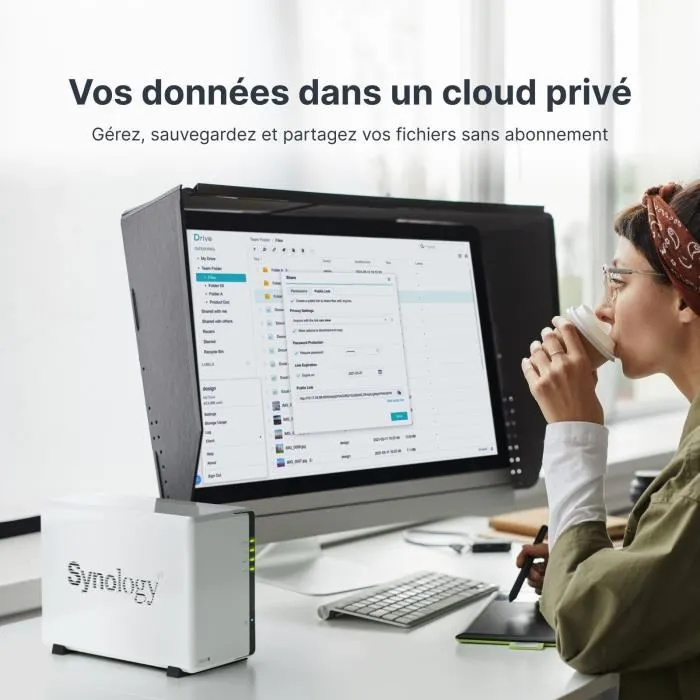 Synology DS223J - Serveur NAS 2 baies - Compatible SATA 6Gb/s et RAID 1 - Stockage et partage de données - Mémoire 1 Go