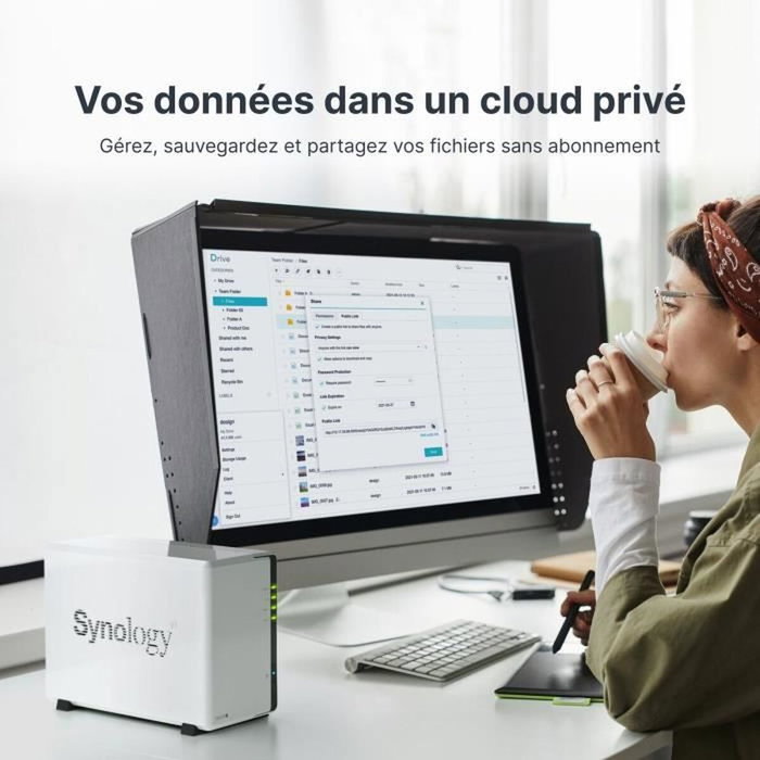 Synology DS223j Serveur NAS 2 baies Blanc