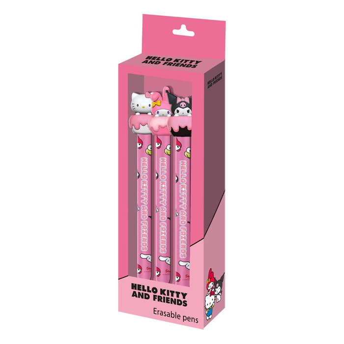 Karactermania Pack de 3 stylos gel effaçables Hello Kitty, My Melody et Kuromi, Rose Karactermania Pack de 3 stylos gel effaçables Hello Kitty, My Melody et Kuromi, Rose