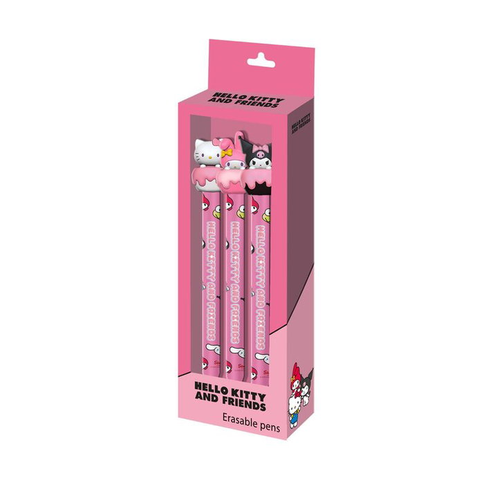 Karactermania Pack de 3 stylos gel effaçables Hello Kitty, My Melody et Kuromi, Rose Karactermania Pack de 3 stylos gel effaçables Hello Kitty, My Melody et Kuromi, Rose