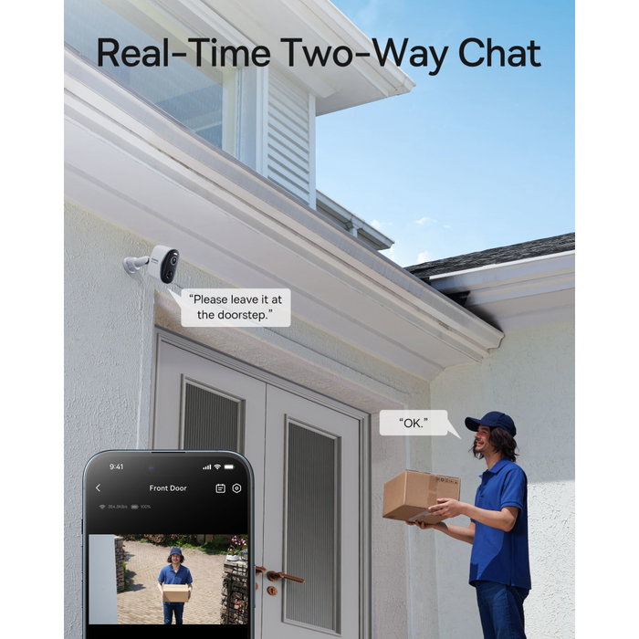 Baseus Security N1 Plus Kit de 2 Caméras de Surveillance 2K Extérieur Blanc