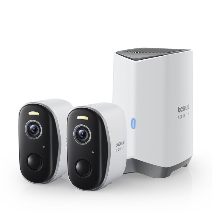 Baseus Security N1 Plus Kit de 2 Caméras de Surveillance 2K Extérieur Blanc