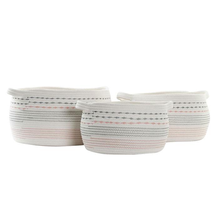 Set de basket DKD Home Decor Blanc Noir Orange 52 x 43 x 25 cm 3 Pièces Set de basket DKD Home Decor Blanc Noir Orange 52 x 43 x 25 cm 3 Pièces