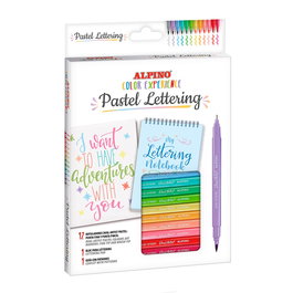 Alpino Kit Lettering Color Experience - 12 Marqueurs Doubles Pastel, Cahier de Lettering et Guide d'Initiation