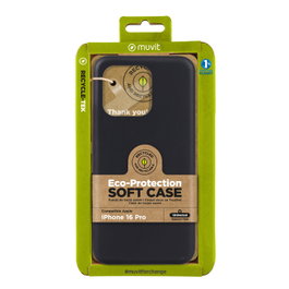 Muvit Recycletek Coque pour Apple iPhone 16, 100% recyclée, flexible et protectrice