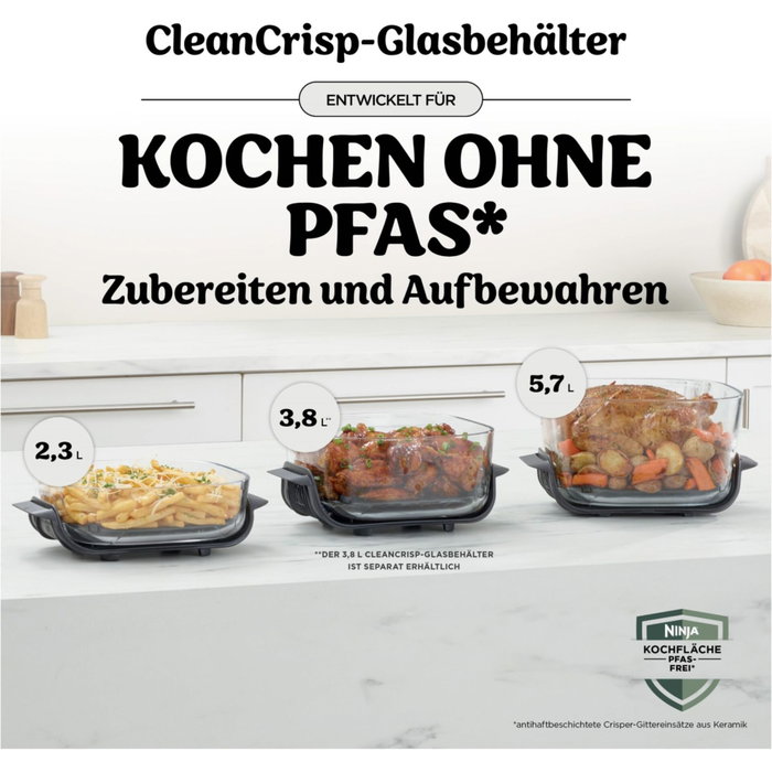 Ninja CRISPi Pro - Friteuse sans huile en verre - 5,7 L + 2,3 L - Blanc