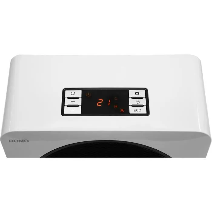 DOMO DO7344H - Chauffage céramique 2500 W - Blanc - 34.8 x 18.3 x 35.2 cm - Thermostat réglable 5-35°C - Fonction éco