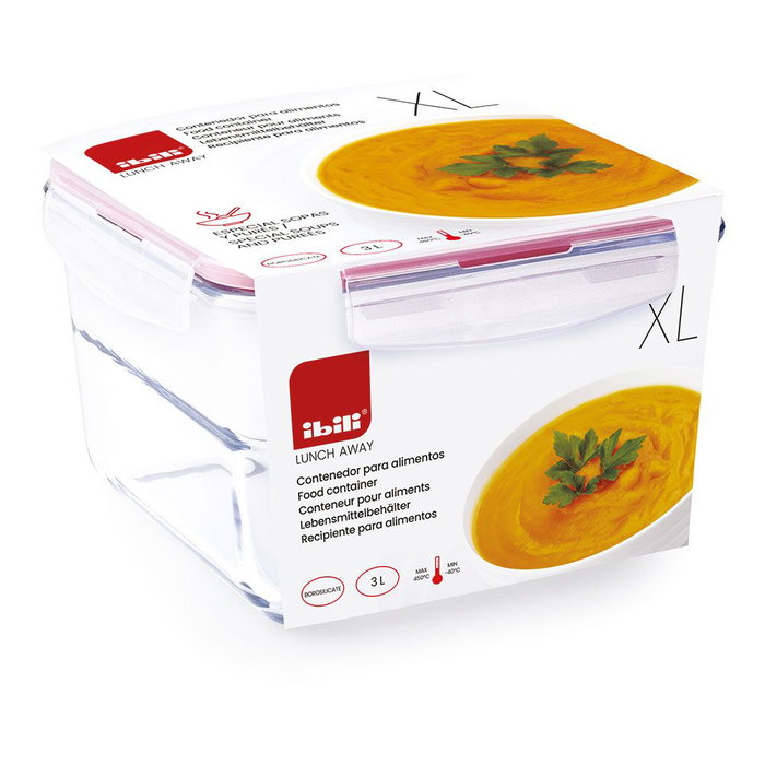 Récipient de Conservation des Aliments Ibili XL 754833 Verre Borosilicaté 3 L Récipient de Conservation des Aliments Ibili XL 754833 Verre Borosilicaté 3 L