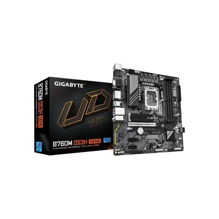 Gigabyte Carte mère B760M DS3H GEN5 - Micro-ATX - Chipset Intel B760 - Compatible PCIe 5.0 - Idéale pour gaming et multimédia