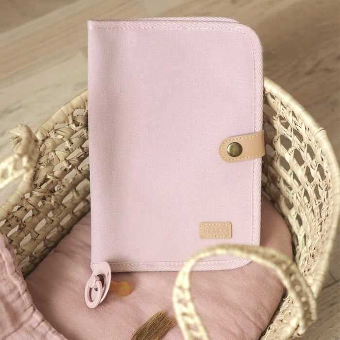 Beaba Protège carnet de santé canvas rose poudré Beaba Protège carnet de santé canvas rose poudré