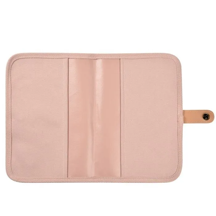Beaba - Protège-carnet de santé canvas, rose poudré, 100% polyester imperméable, 17.5 x 25 cm