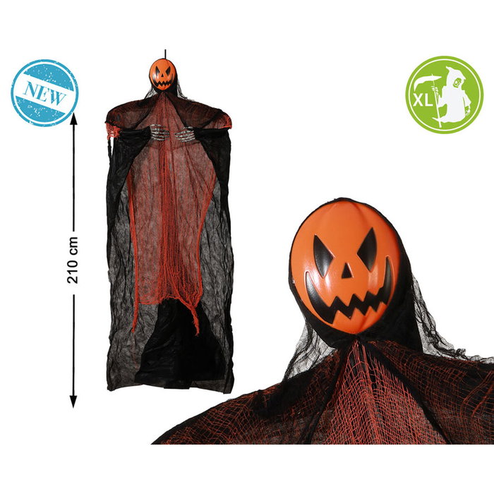 BigBuy Home Décoration d'Halloween Citrouille Géante avec Cape 210 cm