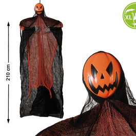 Géante Décoration Murale Halloween de Citrouille Effrayante avec Cape 210 cm