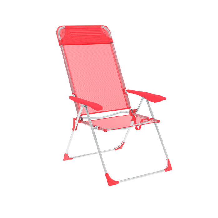 Marbueno 10360 Silla Plegable 5 Posiciones Aluminio con Cojín Coral Playa y Piscina 69x58x110 cm