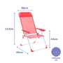 Marbueno 10360 Silla Plegable 5 Posiciones Aluminio con Cojín Coral Playa y Piscina 69x58x110 cm
