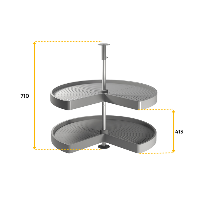 Emuca jeu de plateaux rotatifs Shelvo 3/4, pour module de 800mm, plastique et aluminium, Gris
