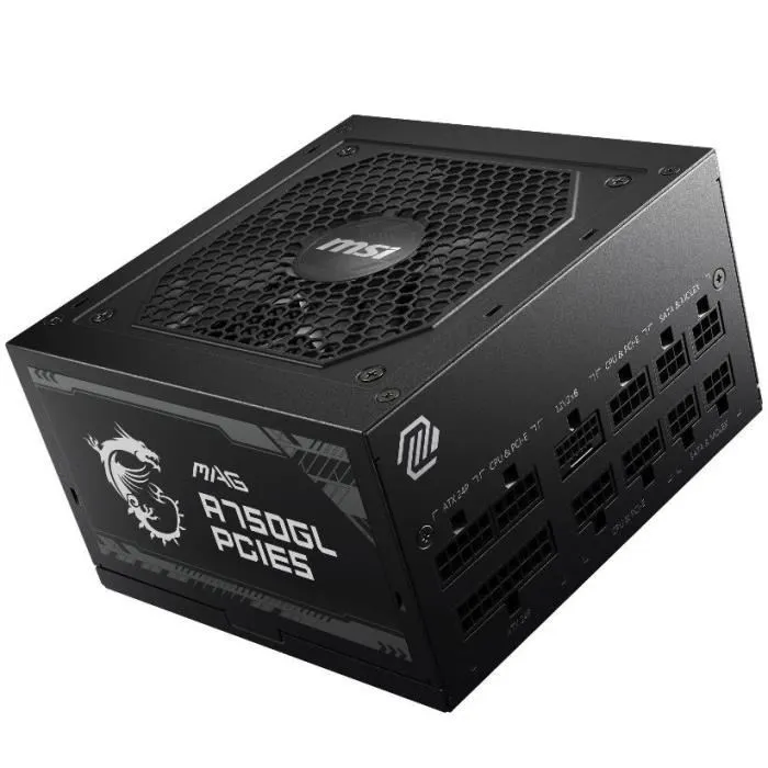 MSI MAG A750GL - Alimentation PC 750W Noir - ATX 3.0, PCIe 5.0, 80 Plus Gold, Câbles plats