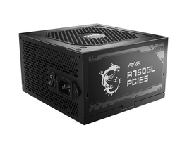 MSI MAG A750GL - Alimentation PC 750W Noir - ATX 3.0, PCIe 5.0, 80 Plus Gold, Câbles plats