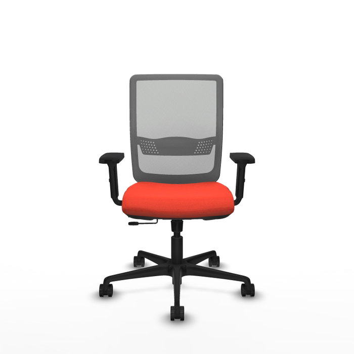 Chaise Haches Synchrone/Traslack tissu Orange foncé Maille Gris Base en nylon noir Accoudoir 2D Sans appui-tête Roulettes 65mm nylon